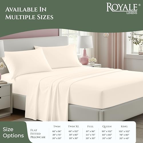 Image of ROYALE LINENS 100% Organic Cotton King Sheet Set - 16 inch Deep Pocket Bed Sheets - Eco Friendly Cream Bed Sheets - Sabanas King - 1 Flat, 1 Fitted & 2 Pillowcases - Cream Sheet Set - Cotton Bedding Sets
