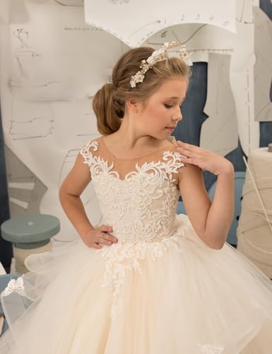Flower Girl Dresses for Wedding Tulle Ruffles - First Communion Dress for Girls Pageant Princess Ball Gown2