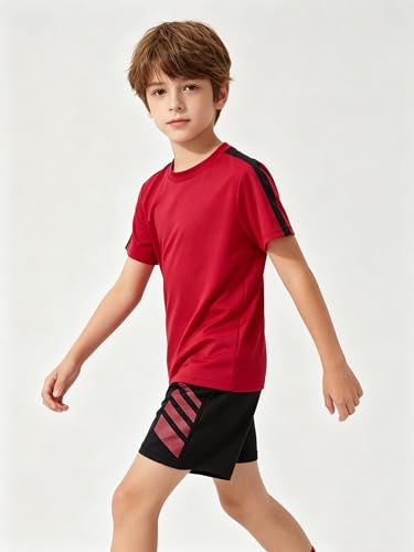 Image of Boys' Active Shorts Set 6 Pieces T-Shirt and Quick Drying Shorts Summer Activewear Sets 4-12Y