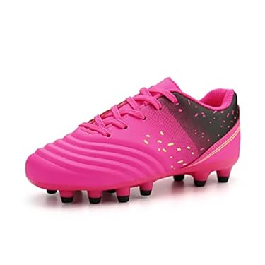 AMAZON - firelli Kids Athletic Soccer Cleats Boys Girls Lace-up Outdoor Football Shoes (2,Pink)