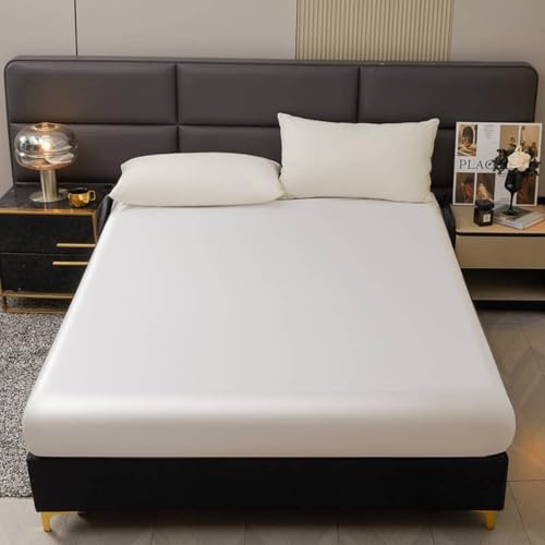 JIANINGHOME Sábana bajera ajustable de 198 x 203 + 25 cm, sábana bajera ultra suave, transpirable