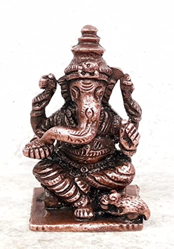 Image of Copper Ganesh Idol 1.6 in | Patina Antique Finish | 48g