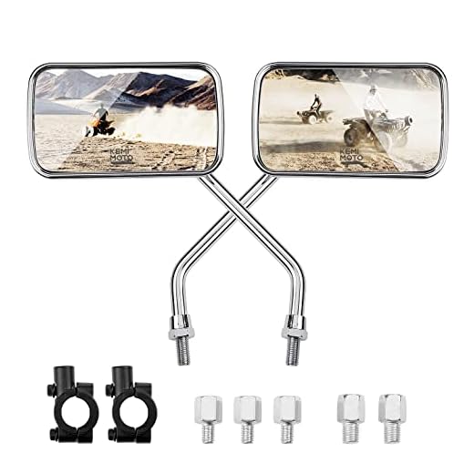 kemimoto Motorcycle Mirrors 8MM10MM Side Rearview Mirrors for 7/8" Handlebar Compatible with Honda Sportster Suzuki Kawasaki Aprilia Adventure Dirt Bike Scooter Chrome Mirrors 360 Degrees Adjustment