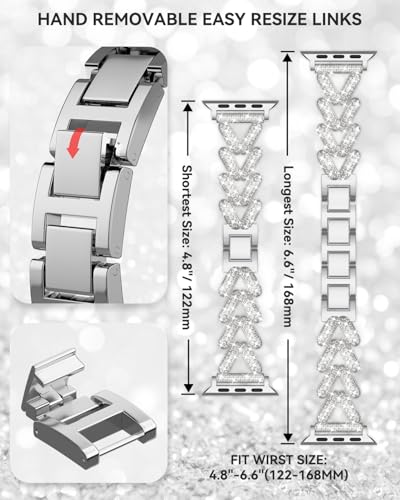 Image of Rhinestones Encrusted Metal Bracelet and Case, Compatible with Apple Watch Bands 38mm-49mm (Series 11 /10 /1 /SE /Ultra 2)- Bling Gold Women's Jewelry Strap, Luxury iWatch Bracelet