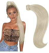 RUNATURE Blond 40cm/16 Zoll Echte Haare Ponytail Extension Glatt Haar Invisible Pferdeschwanz Ext...