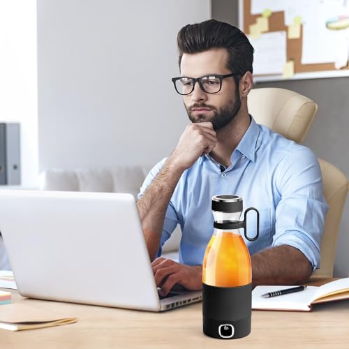 Image of 350ml Portable Blender, Fresh Juice Blender for Shakes & Smoothies-Black | For Juice Shakes and Smoothies,with Led Display Usb Rechargeable,3000mAh Rechargeable Battery,for Home Sport Outdoor Travel