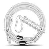 Hoowoo 3 m langes Hunde-Auslaufkabel für Camping, Outdoor, kaufestes Hunde-Laufkabel mit drehbarem abschließbarem Haken, langlebige Pufferfeder, Drahtleine für Hof, Camping, Strand und Garten