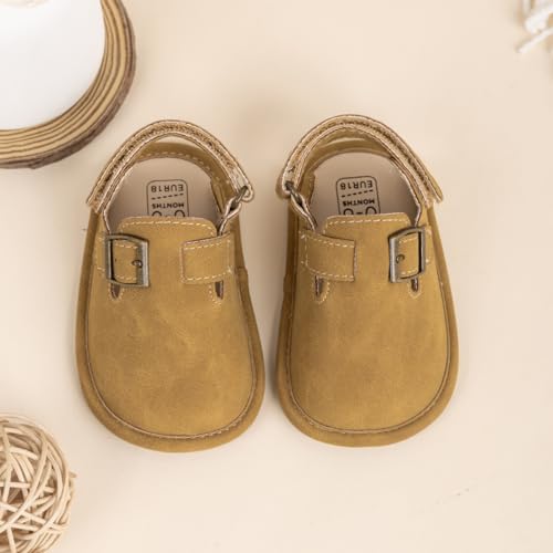 Image of KIDSUN Baby Boys Girls Sandals Adjustable Lightweight House Home Slippers Non Slip Newborn Prewalk First Walk Shoes