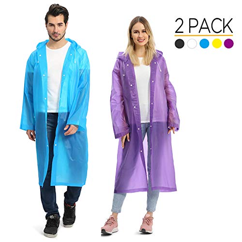 Opret Portable EVA Raincoats for Adults, Reusable Rain Ponchos with Hoods and Sleeves