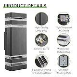CANMEIJIA LED Wall Light, Outdoor Wall Lights IP65 Waterproof Outside Lights Porch Light Front Door Lamp Modern Aluminum Black 3000K Included 2 * 6W GU10 for Garden Hallway Bathroom etc - Image 2