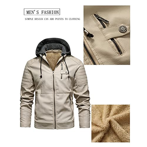 Jaqueta masculina vintage legal com capuz jaquetas de lã jaqueta de couro PU de inverno solta à prov