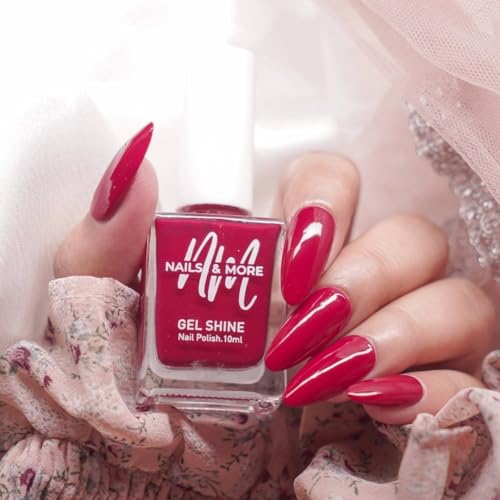 Image of Nails & More Dark Pink Nail Polish, Argan Oil-Infused Gel Shine, Rich Pink Nail Shade, Bold & Beautiful | 10ml