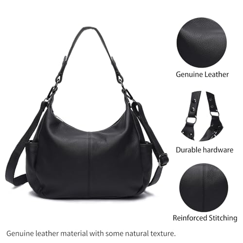 Image of Genuine Leather Purses for Women Hobo Crossbody Bags Casual Work Shoulder Bag with Adjustable Strap