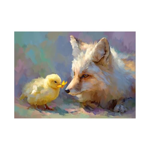 Toile renard poussin violet 70x100cm : ravivez un mur vide avec cette décoration murale