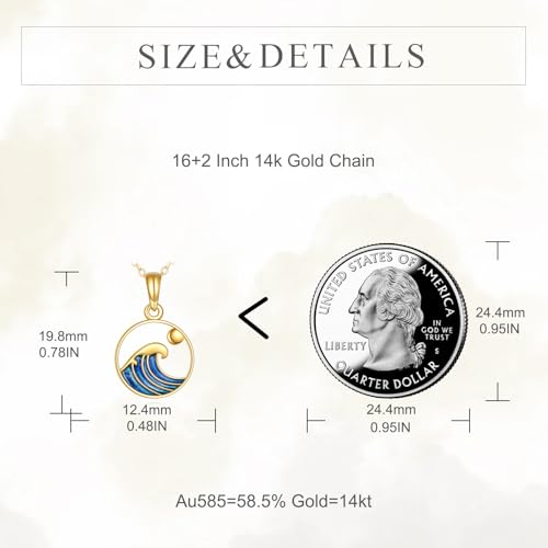 KECHO 14k Soild Gold Mountain Necklace for Women Opal Sunset Mountain Necklace Sun Wave Necklace Mustard Seed Pendant Christian Jewelry Birthday Mothers Day Gifts for Mom Friends4