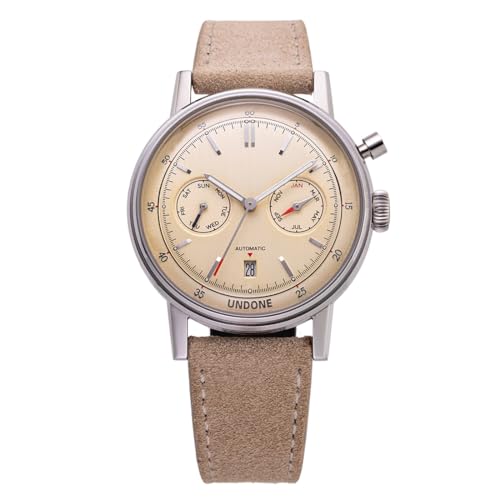 Undone Urban Sandstorm Automatik Stahl Leder Sand Saphir Vintage Multifunktionsuhr Herren, braun Uhr