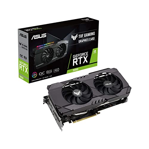 ASUS TUF Gaming GeForce RTX 3050 OC Edition Scheda Grafica, PCIe 4.0, 8GB GDDR6, HDMI 2.1, DisplayPort 1.4a, Doppi Cuscinetti a Sfera, Scocca in Alluminio, 2.8 Slot, GPU Tweak II, Nero