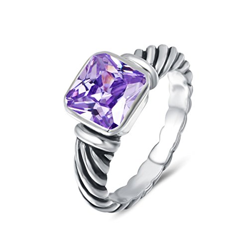 UNY Ring Antique Twisted Cable Wire Femme Designer Inspired Fashion Brand David Women Jewelry Gifts (Purple, 6)