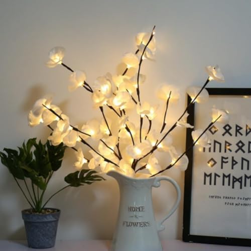 Image of Ulalaza 70cm 2 Branches 40 LED Bulbs Twig Lamp Battery Operated LED Lighted Willow Branches Vase Fillers Use for Christmas Home Party Decoration Indoor Outdoor