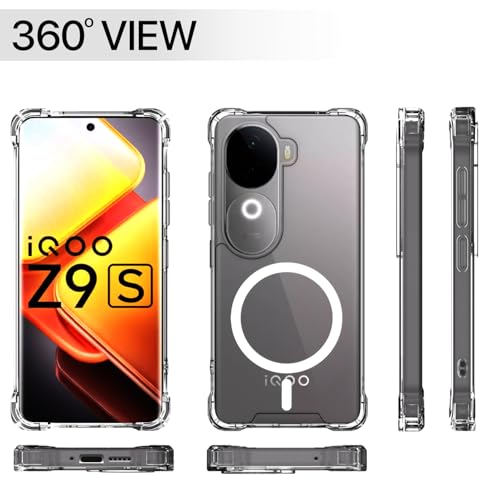 Image of Amazon Basics Back Cover for iQoo Z9s 5G / Vivo V40e 5G Mag-Safe Shockproof PC + TPU Protective Case Magnetic Support Bumper Case (Transparent Mag-Safe)