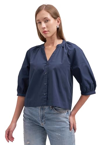 Image of Tokyo Talkies Women Tops for Woman|Women Oversized Fit Crop Top Shirt|Comfortable Premium Korean Button Down | Workwear Top for Office & Casual Outfit