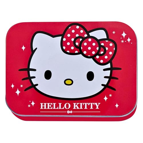 Hello Kitty Red Childrens Plaster Licensed Product - Metal Box - 24 Plasters - Beautiful Design Plaster Storage Box for Children - Suitable for Backpack - Handbag