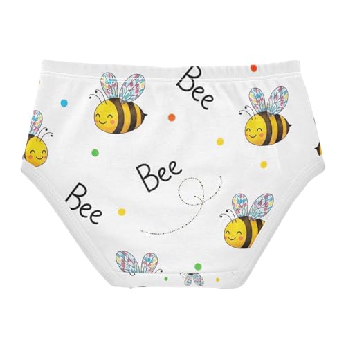 Toddler Girl Panties, Cute Bees White Cotton Girls Underwear, 2T–8 Years2