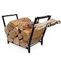 FireProof Pros Firewood Rack Outdoor and Indoor Firewood Storage with Kindling Wood Hooks. 25.6in Double Coated Fire Wood Rack. Waterproof Rustproof Stable Log Holder and Fireplace Decor Organizer