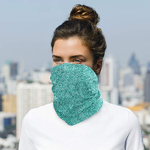 Women Bandana Face Masks, Glittery Teal Turquoise Neck Gaiter Mask Headband Sport for Men Face Scarf4