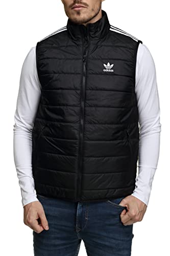 adidas Men's Stand Collar Puffer Jacket, Black/White, M