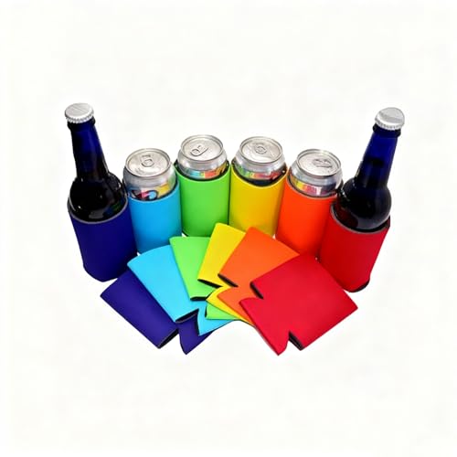 12 Pack Reusable Beer Cooler Sleeves, Insulating Can Coolers for Beer & Water Bottles, Assorted Color Drink Coolers for Home, Office, Parties (Fits up to 6cm Diameter)