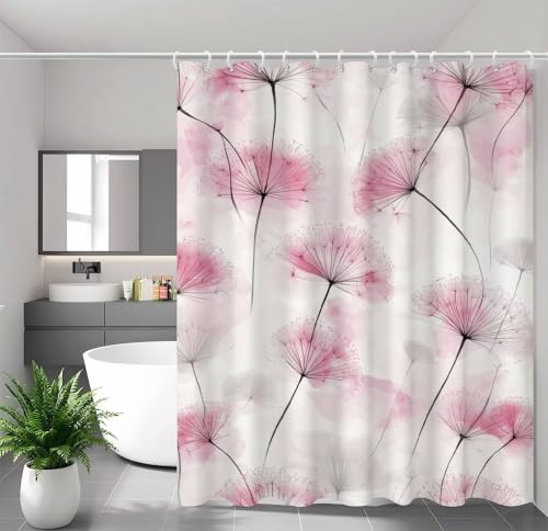 Rideau de douche anti moisissure imperméable en polyester lesté rose et beige - 3