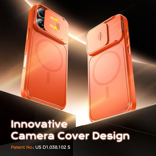 Image of TOCOL for iPhone 16 Pro Max Case with Slide Camera Cover, Kickstand and Camera Control Button, Fit for MagSafe, Rugged Solid Phone Case, Non-Slip, Drop Protection, Orange