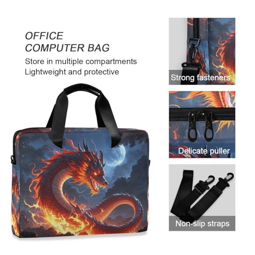 Bolso maletín para laptop 15.6" negro con dragón miniatura 6