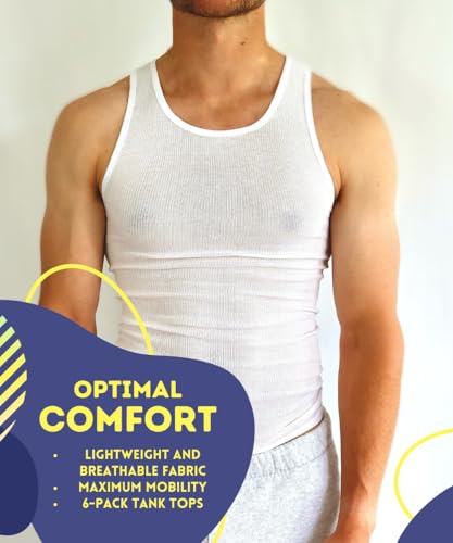BROOKLYN VERTICAL Mens 6-Pack Tank Tops | Moisture-Wicking Ribbed Lightweight Undershirts3