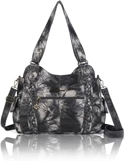 Angel Barcelo Hobo Fashion Handbags Women Spacious Shoulder Bags Washed Leather Shoulder Bag