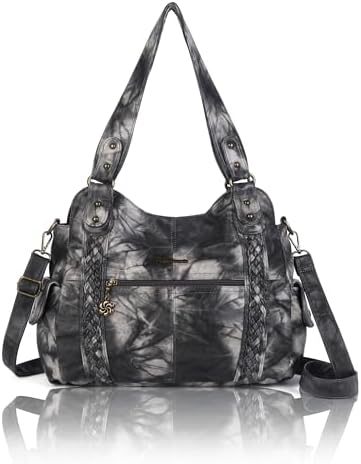 Angel Barcelo Hobo Fashion Handbags Women Spacious Shoulder Bags Washed Leather Shoulder Bag