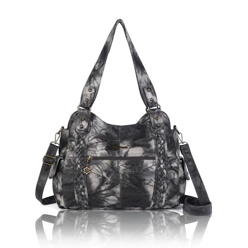 Angel Barcelo Hobo Bag for Women Crossbody Purse and Handbags Shoulder Bags Black Grey