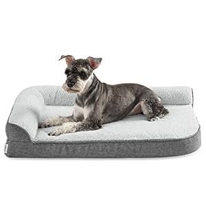 Lesure Cama Ortopédica para Perros Pequeños – 76×50.8x15cm Sofá para Perros con Espuma De Caja En Forma De Huevo Y Forro Impermeable, Acogedor Sofá Cama Lavable para Perros, Gris