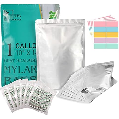 50 PCS Mylar Bags 1 Gallon Heat Sealable Bags Cover