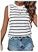 SweatyRocks Women's Striped Tank Tops Crewneck Sleeveless Tank Casual Summer Shirts for Women Black and White Medium