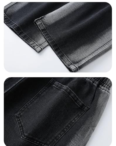 Men Tie Dye Jeans Stretch Waist Straight Trousers Drawstring Casual Vintage Denim Pants4