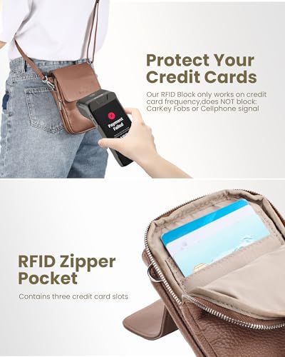 Image of befen Genuine Leather Crossbody Bags for Women, Cell Phone Cross body Purse Bag with RFID Blocking Card Slots