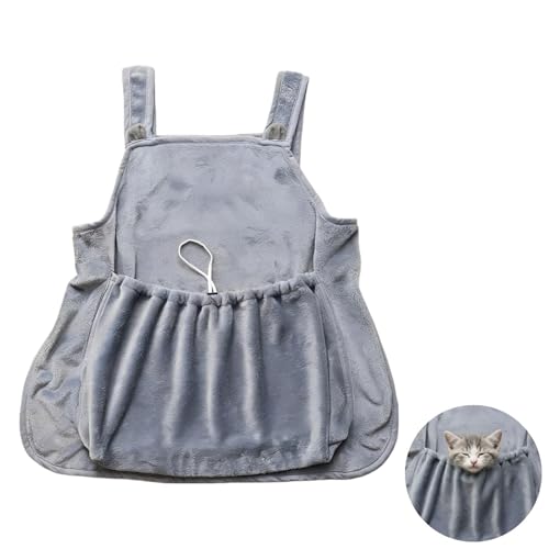 Bolsa de viaje manos libres tipo delantal con felpa suave de gato 4