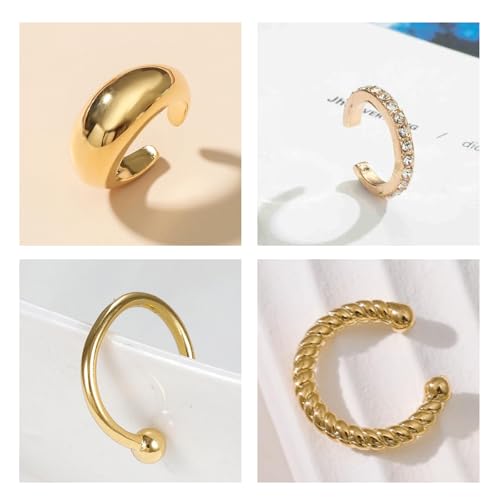 Image of Ear Cuffs Non Piercing Chunky Ear Cuff Earrings for Women Non Tarnish Clip on Cartilage Earrings Trendy Jewelry No Pierced Ears Fake Earring Set Fashion Accessories Jewelry Birthday Gifts