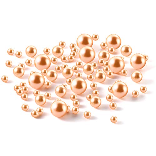 Suream Vase Fillers Pearls, 250PCS Gold Floating Assorted Pearls with Water Gel Beads for Table Scatters, Candle Centerpieces, Wedding, Birthday, Floral, Home Decoration (8mm/14mm/20mm, No Hole)