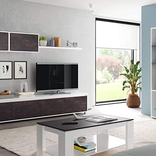 Mesa-Centro-con-revistero-Mesa-elevable-mesita-Mueble-Salon-Comedor-Acabado-en-Blanco-Artik-y-Oxido-Medidas-102-cm-Largo-x-4354-cm-Alto-x-50-cm-Fondo