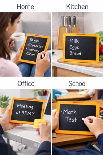 Image of YAJNAS Double Sided Blackboard Slate with Handle for Kids Chalkboard Writing Drawing Learning Board Pre Writing Practice Educational Toy for Toddlers Preschool Nursery LKG UKG Children 8.5x10.50 Inch