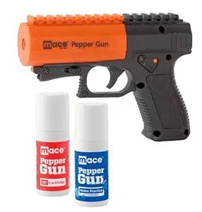 Mace Brand Self Defense Pepper Spray Gun 2.0  - ? Accurate 20 Powerful Pepper Spray, Leaves UV Dye on Skin, Integrated LED Light Enhances Aim, Great Self-Defense  - ? Replaceable Cartridge (80406), Black