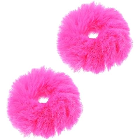 PEOVLVN Hot Pink Faux Fur Scrunchies Cover